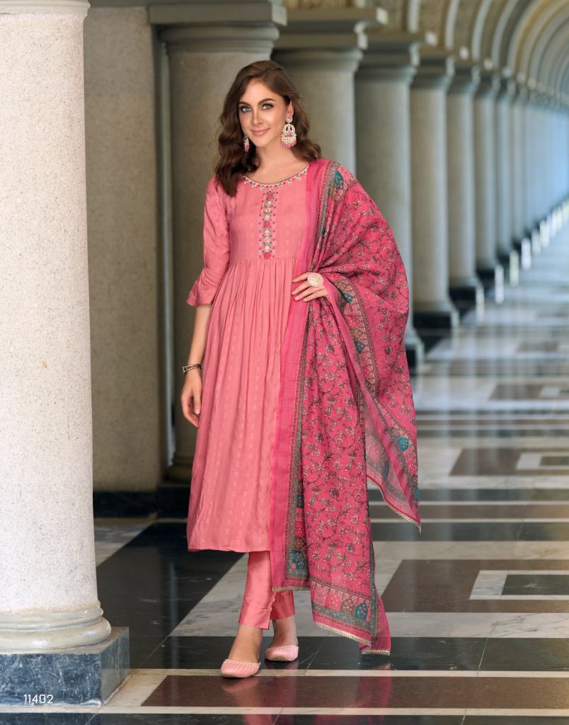 Appealing Pink Colored Partywear Floral Embroidered Rayon Kurti