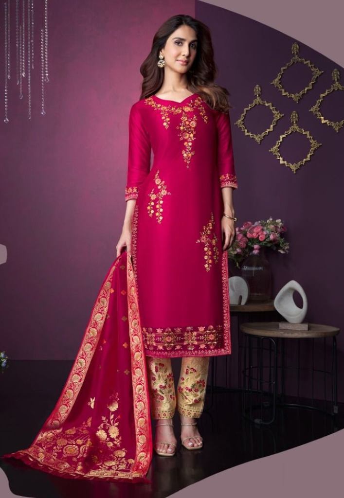 Lily And Lali Meenakri Vol 3 Party Wear Kurti Pant With Dupatta