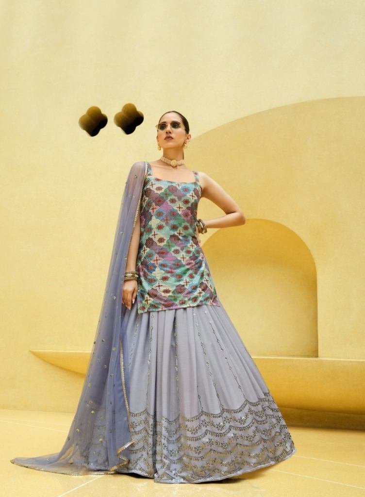 Lovender  Exclusive Embroidered Stitched Crop-top Style Lehenga collection 