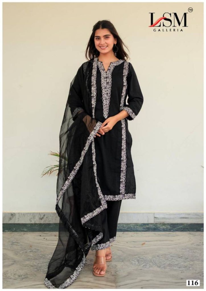 Lsm Black And White Dress Material