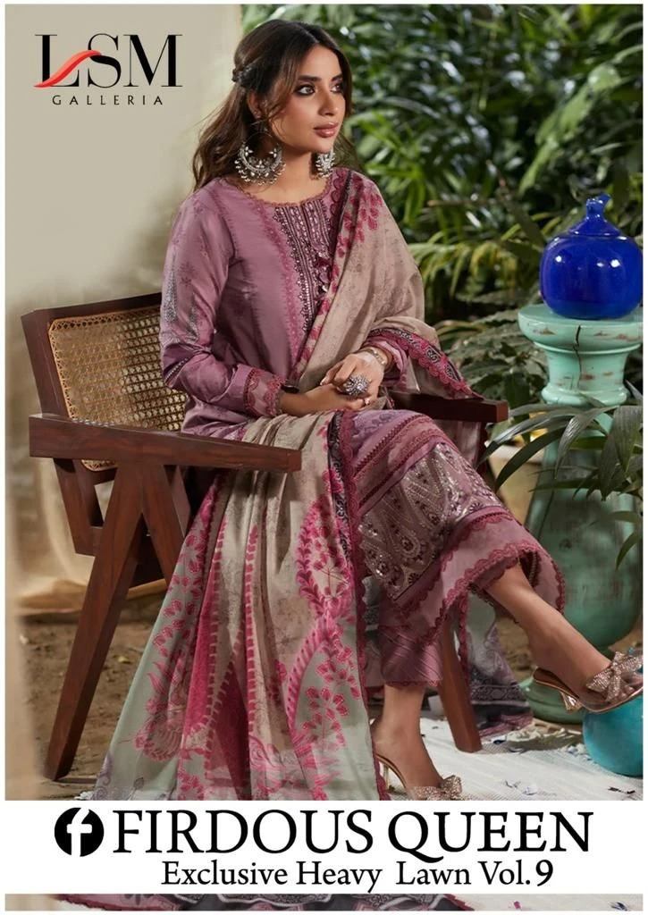 Lsm Firdous Queen Vol 9 Exclusive Lawn Karachi Dress Material