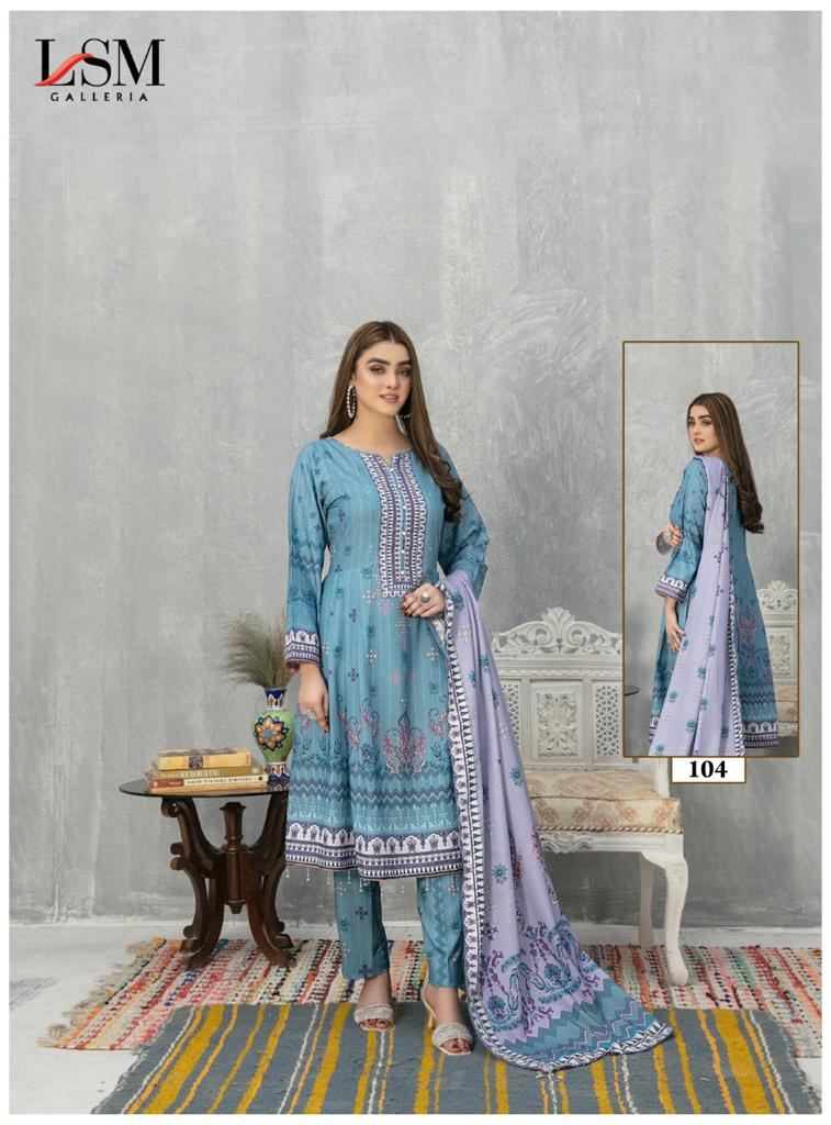 Lsm Galleria Sana Samia Luxury Lawn Cotton Dress Material Collection