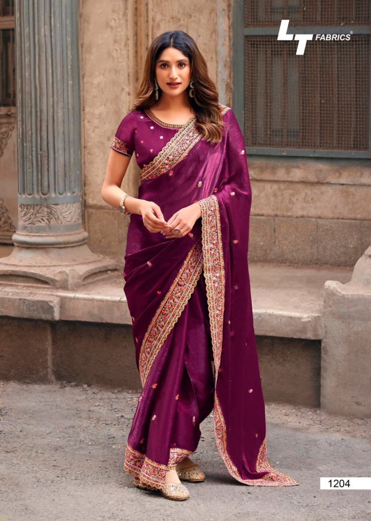 Lt Aurika Vol 12 Embroidery Work Party Wear Saree
