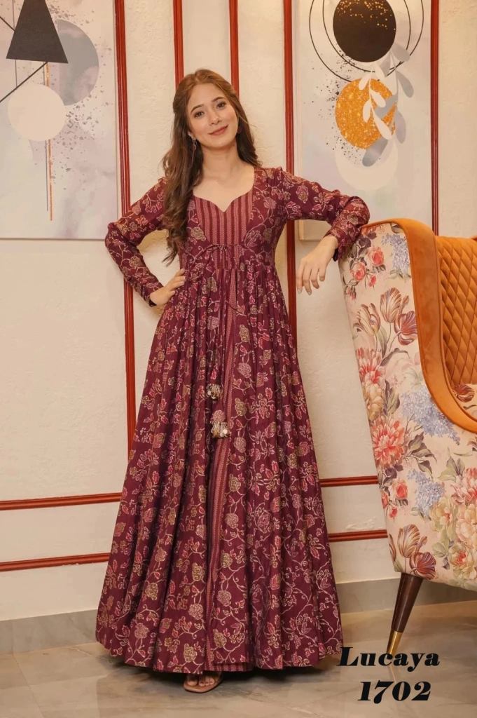 Lucaya Vol 17 Beautiful Printed Shrug With Gowns