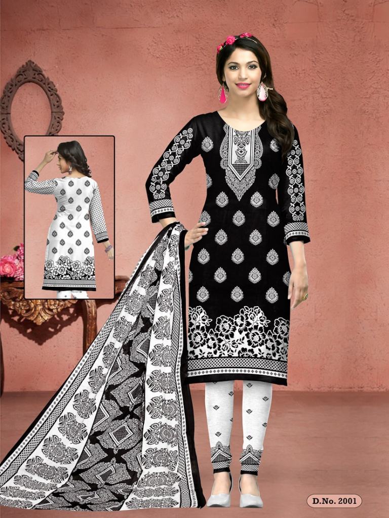 black and white churidar material