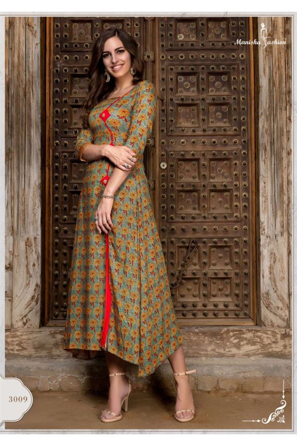 Rayon Printed Long Kurti, Wash Care: Dry clean, Stitched at Rs 622/piece in  Vadodara