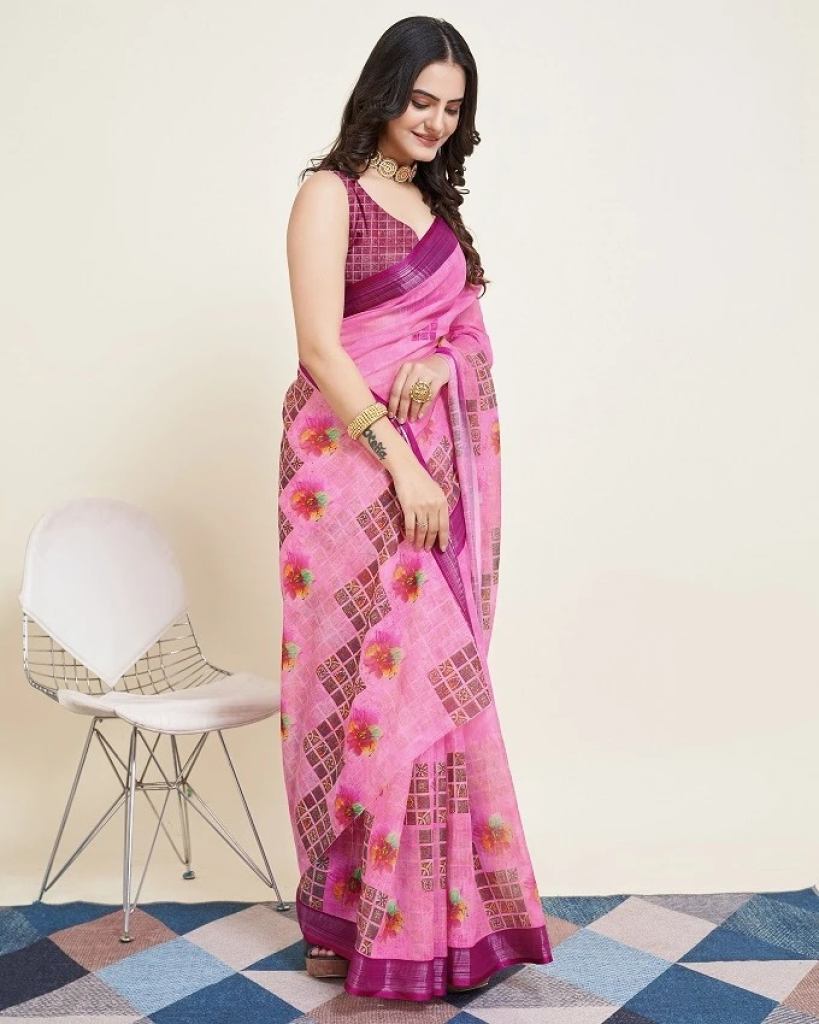 Maahi 133 Party Wear Printed Semi Cotton Saree