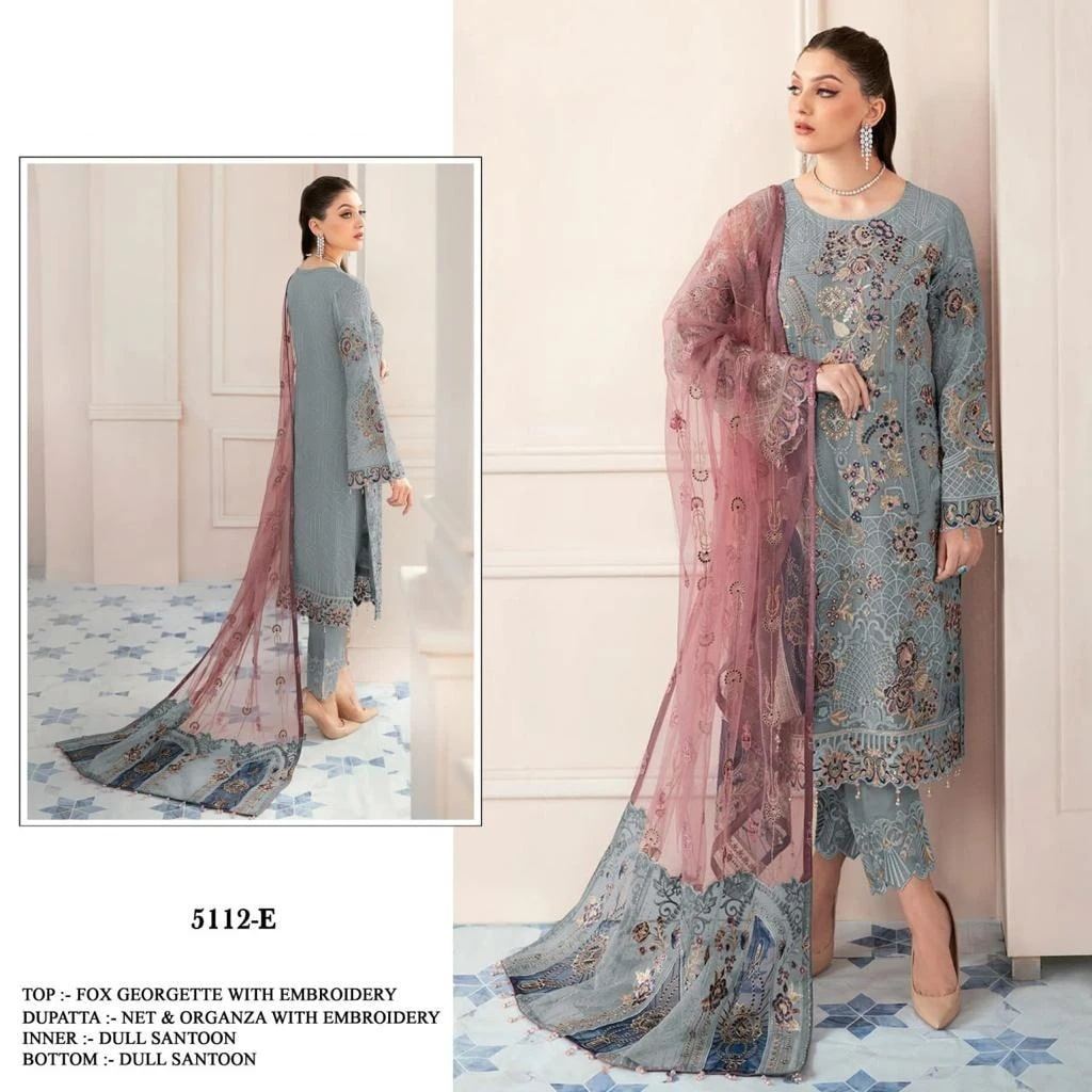 Mah E Rooh 5112 Faux Georgette Embroidered Pakistani Suits