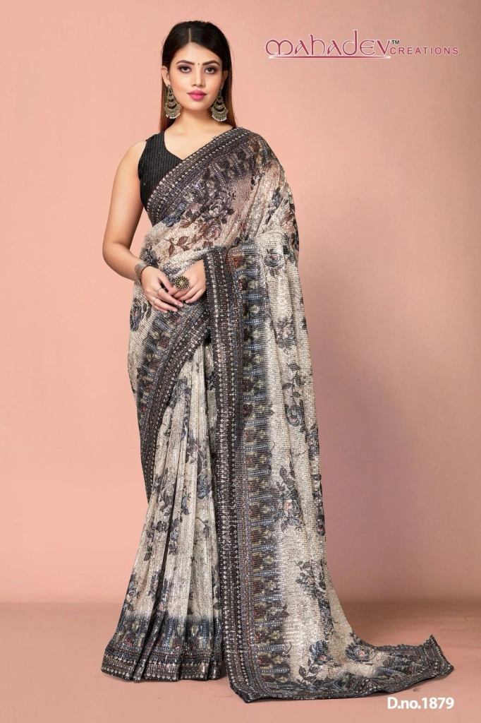 Mahadev Sequence Saree 1 Sequence Work Designer Sarees