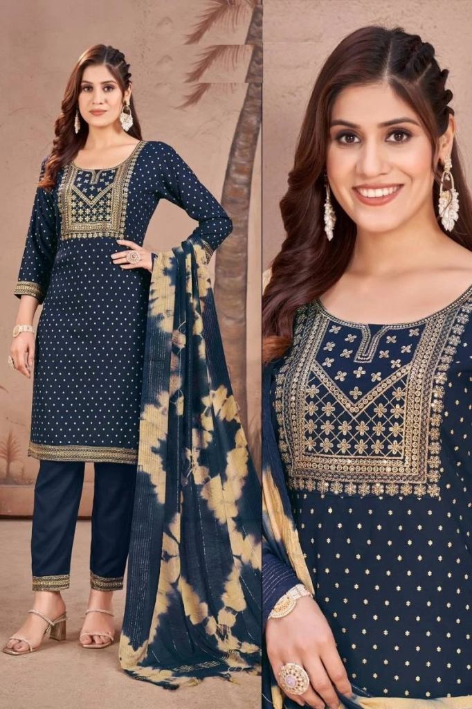 Mahi Rayon Foil Print Sequence Casual Salwar Suit 