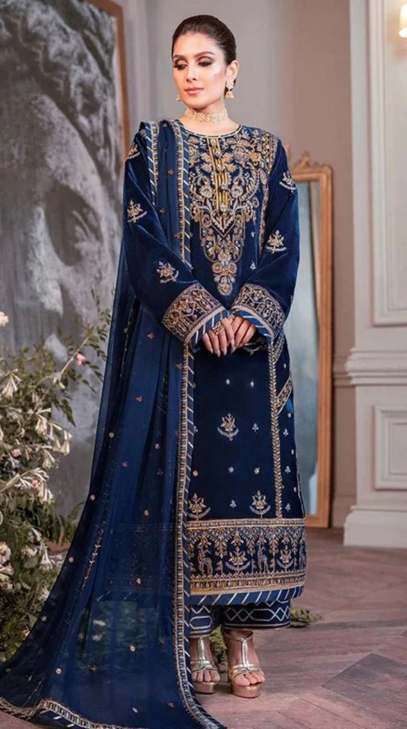 Mahnur M 105 Navy Blue Georgette Pakistani Dress Material 