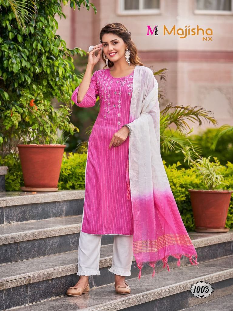 Majisha Nx Alexa Viscose Fancy Wear Kurti Pant With Dupatta Collection