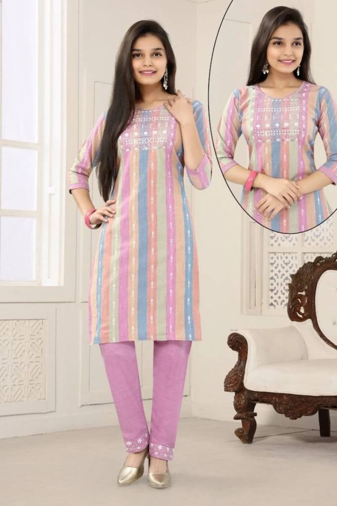 Manali 8283 Cotton Kids Kurti With Bottom Collection