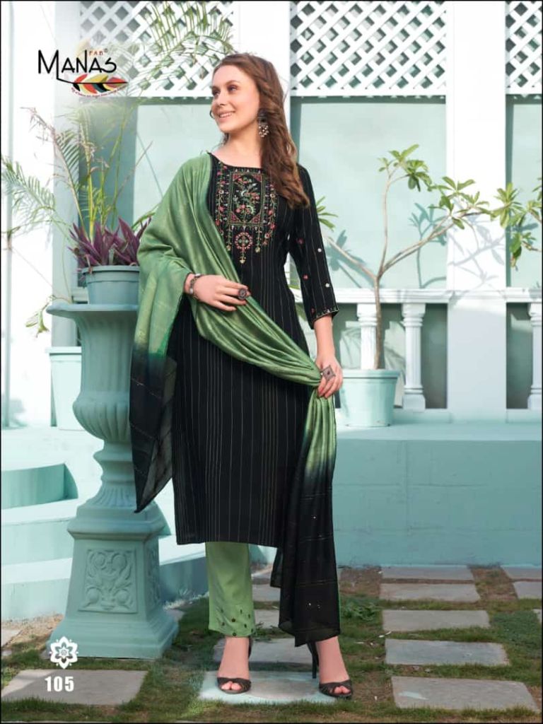 Manas Florina Rayon Festive Designer Kurtis With Bottom Dupatta Collection