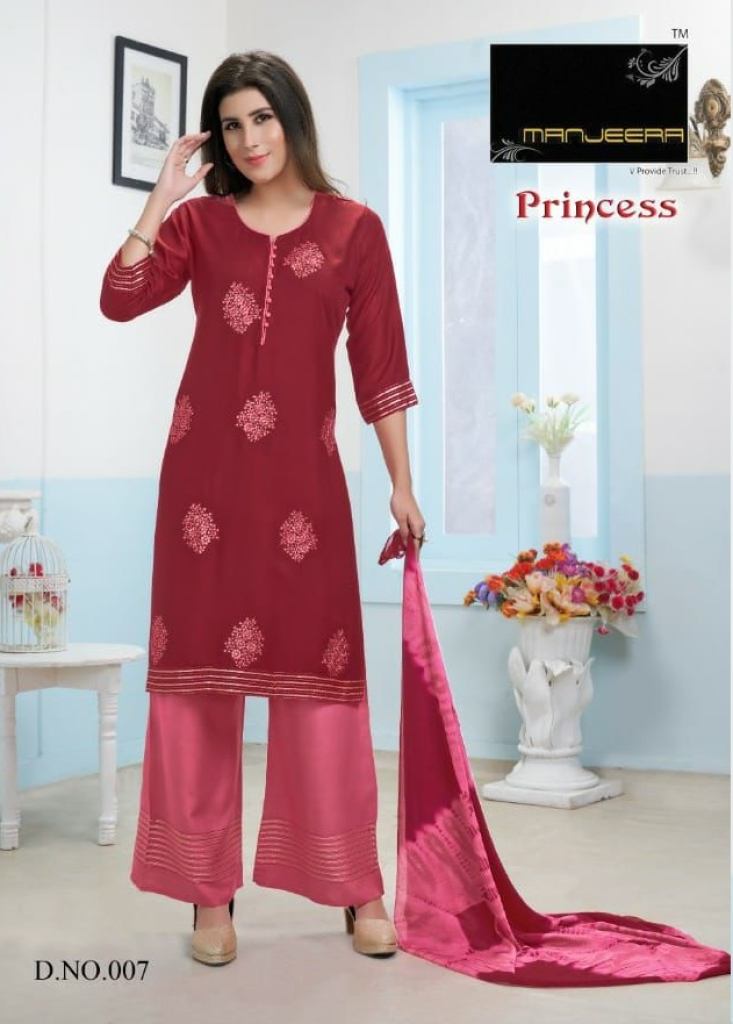 Manjeera Princess Rayon Printed Daily Wear Kurti Bottom with Dupatta collection 