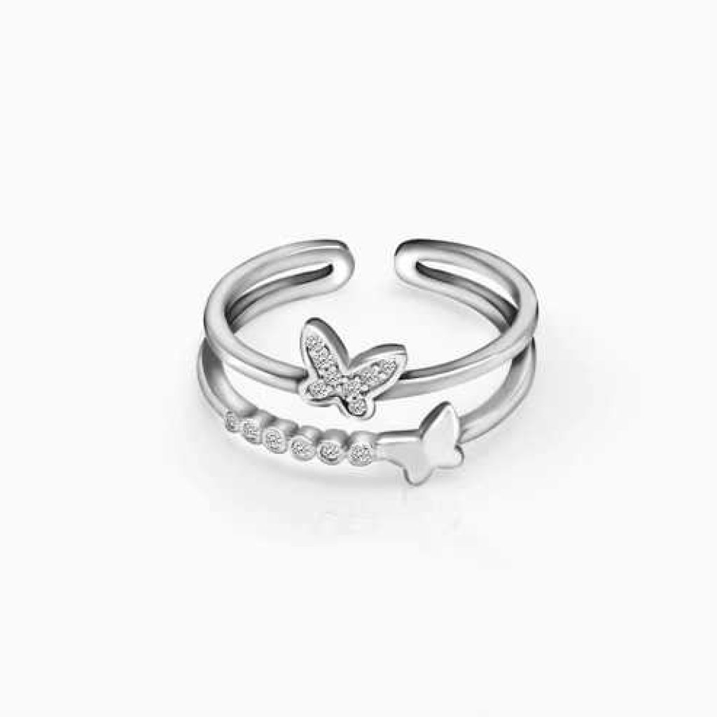 Manjuli Silver Layered Butterfly Ring