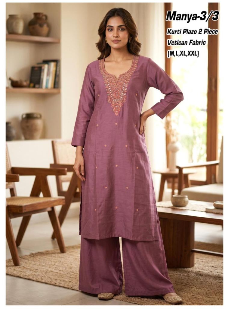 Manya Vol 4 Embroidered Kurti With Plazzo