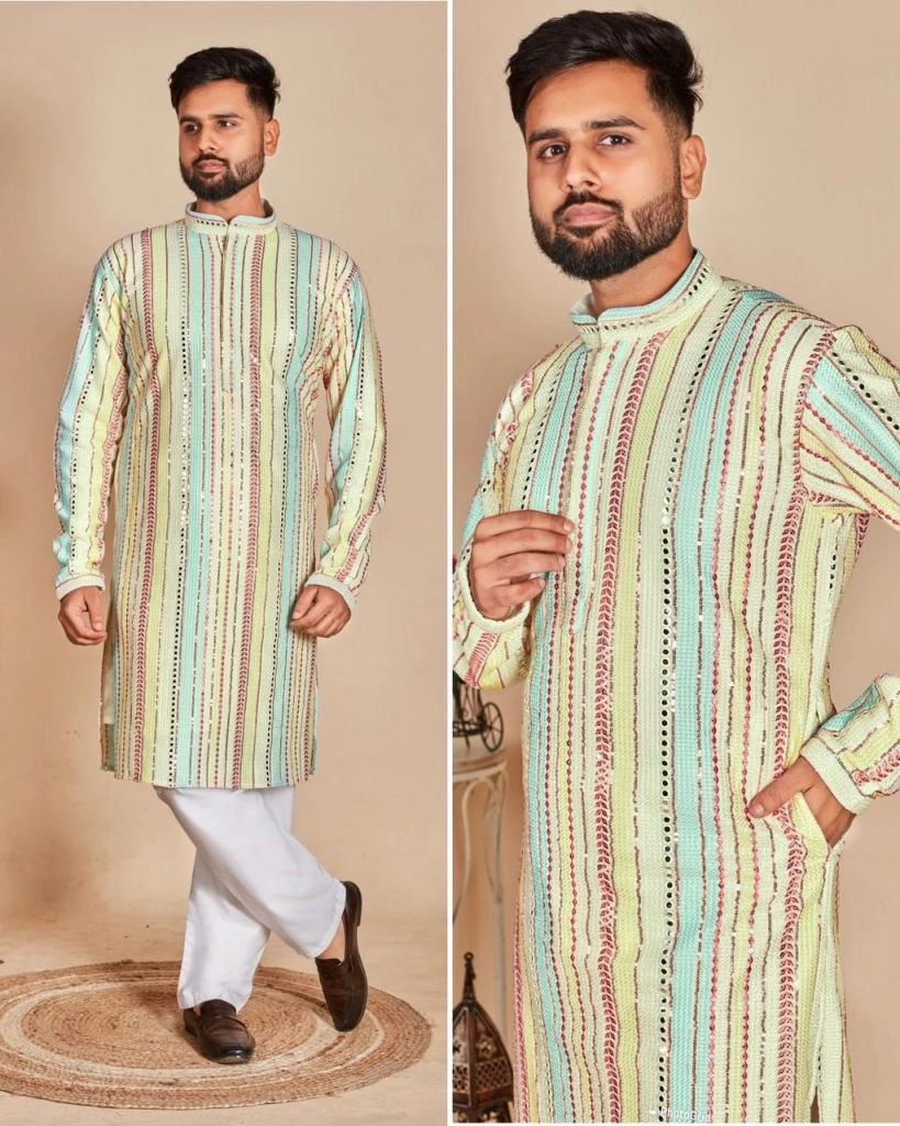 Manyavar Luxe Georgette Kurta With Pyjama