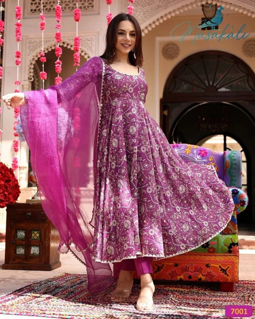 Masakali Vol 7 Maslin Silk Flared Anarkali Salwar Suit