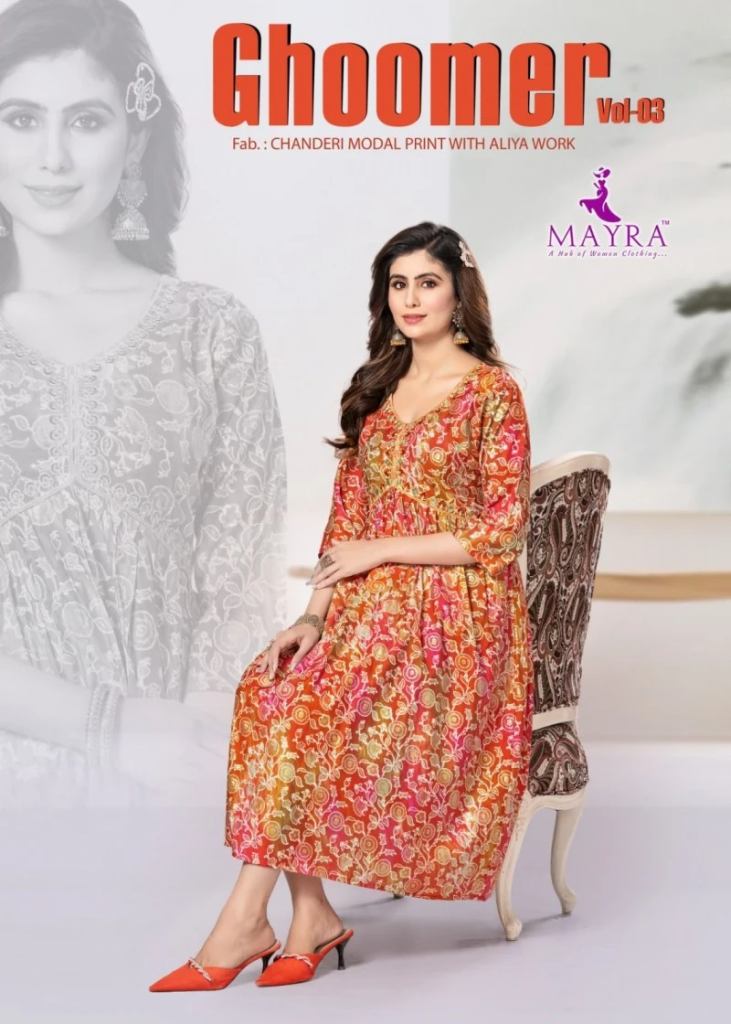 Mayra Ghoomer Vol 3 Heavy Chanderi Modal Alia Cut Kurtis