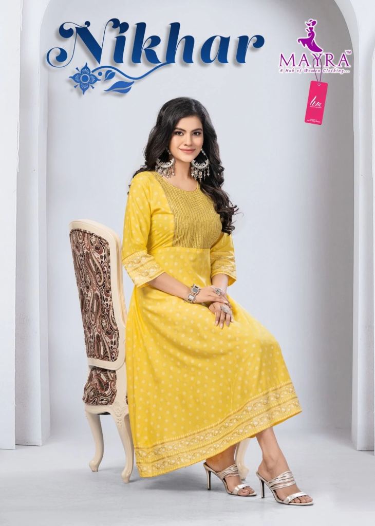 Mayra Nikhar Heavy Liva Rayon Anarkali Kurtis