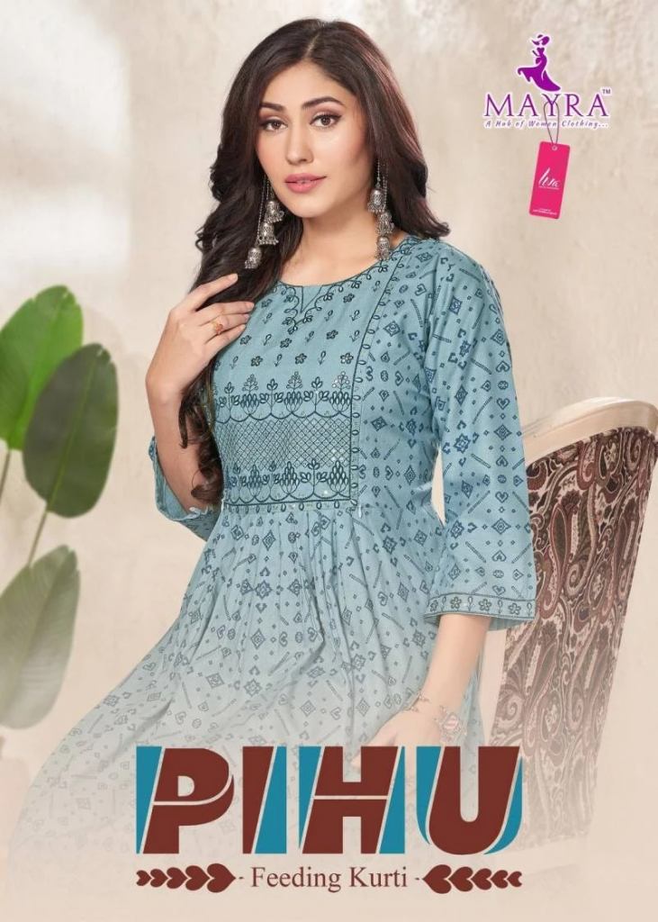 Mayra Pihu Rayon Printed Feeding Kurti Collection