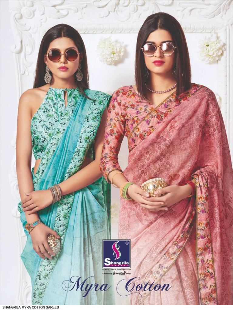 Mayra cotton shangrila printed sarees catalogue 