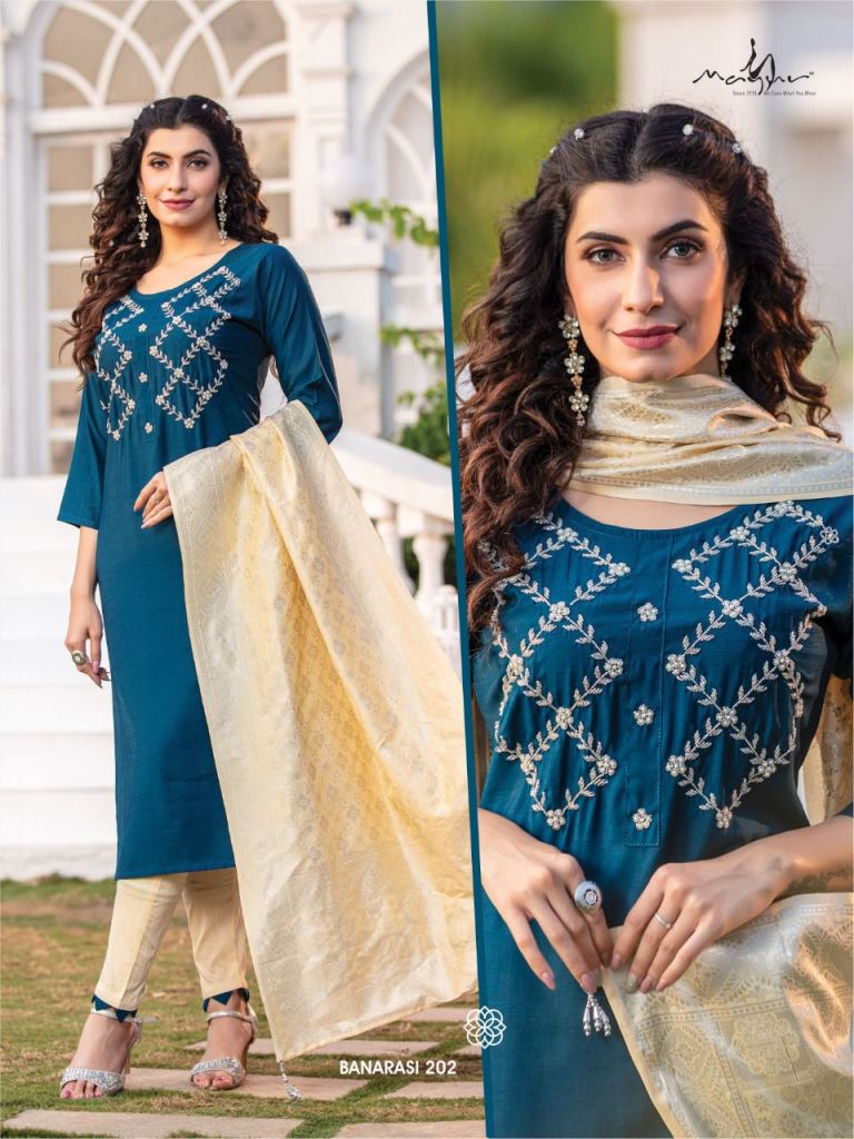 Mayur Banarasi vol 2 catalog  Designer silk  Kurtis Pent  with Dupatta