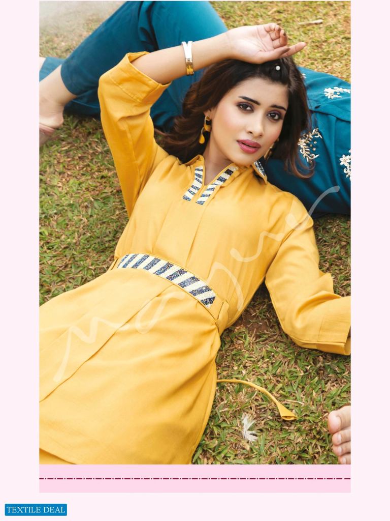 Royal blue color aari work embroidered kurti with new designer floral