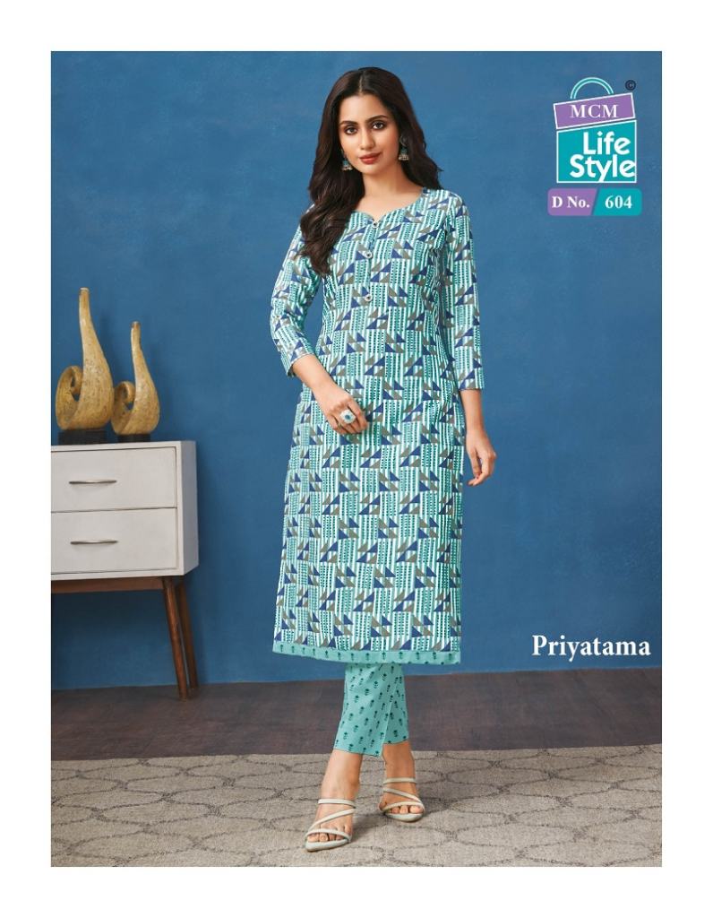 Mcm Priyatama Vol 6 Casual Wear Cotton Printed Kurti With Pant Collection