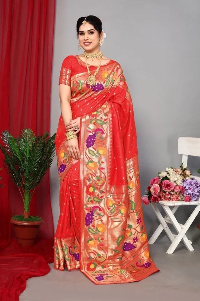 Meera 204 Silk With Jari Weaving Paithani  Saree Collection 
