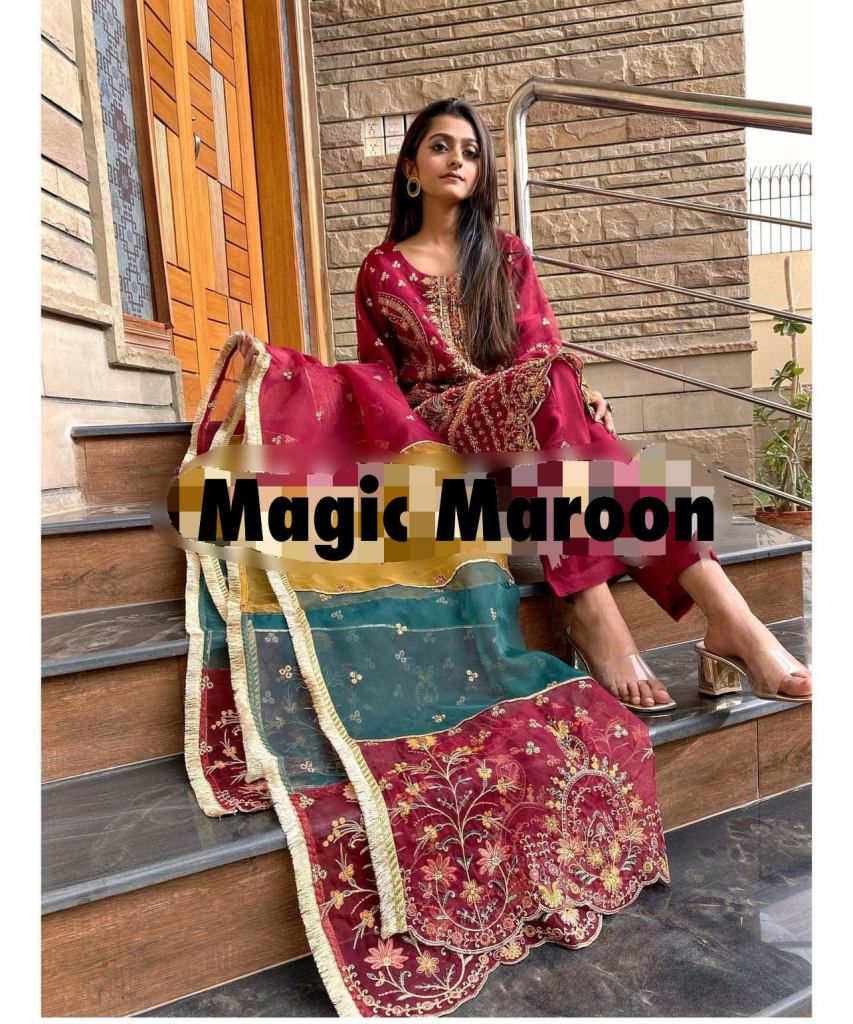 Mehboob Tex Musturd And Pink Designer Salwar Suit collection
