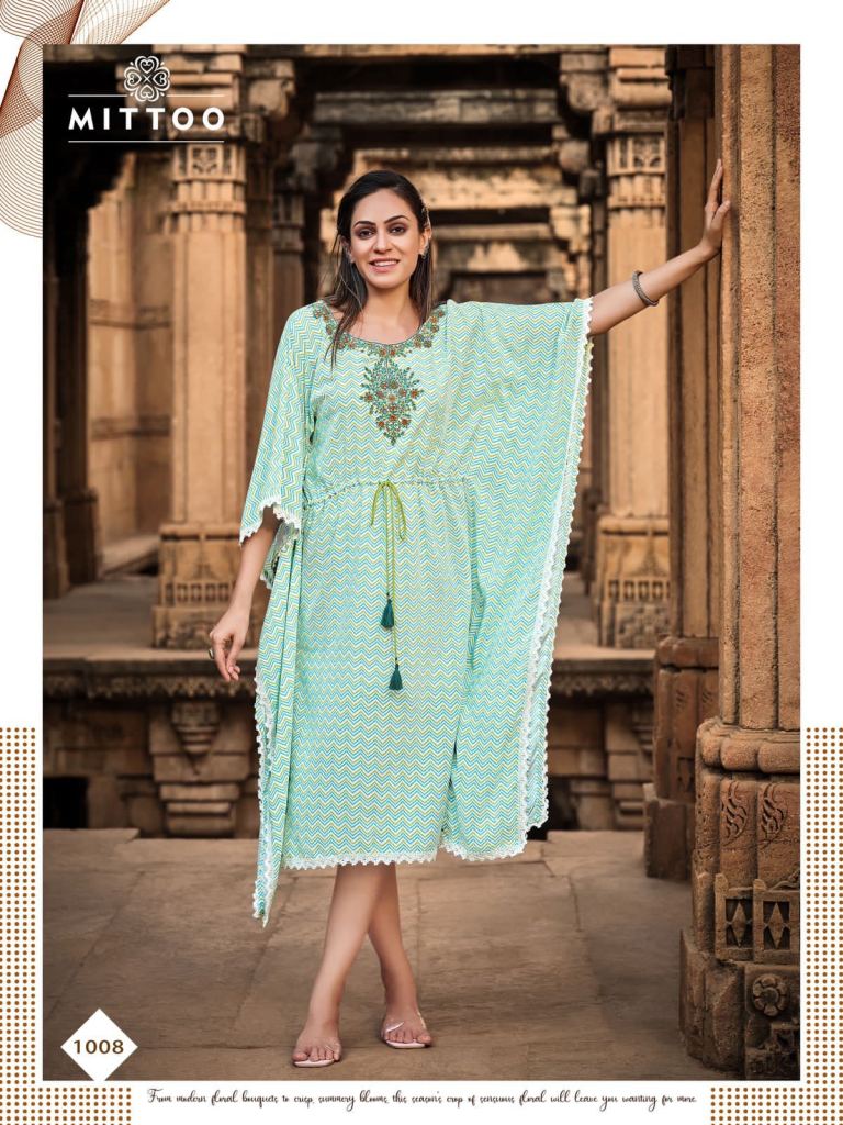 Mittoo Arohi vol 2 Rayon printed stylish Kaftan  collection 