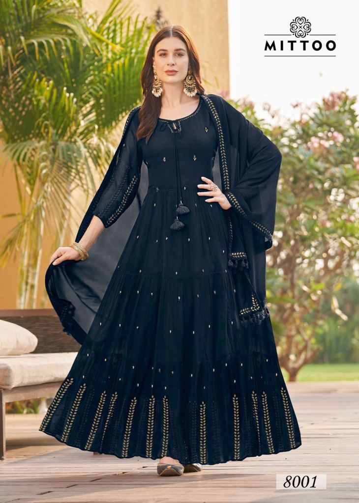 Mittoo Kasturi Premium Party Wear Long Gown Kurti