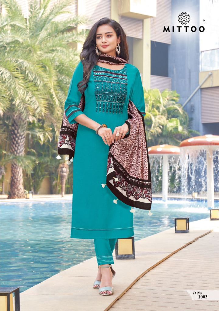 Mittoo Mahima Viscose Kurtis With Bottom Dupatta collection 
