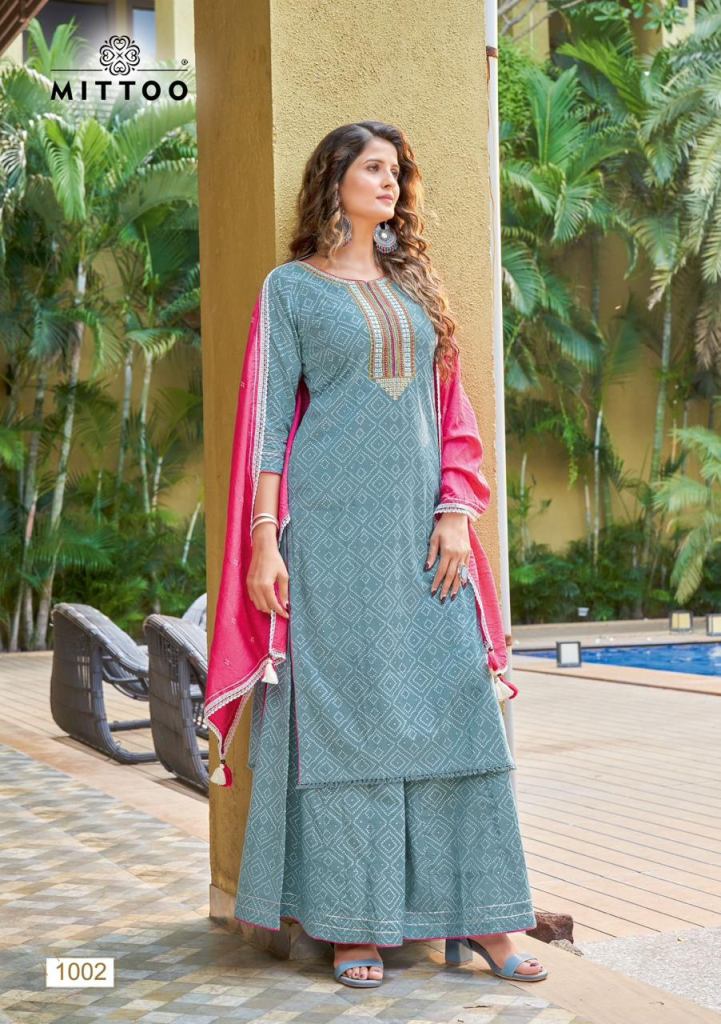 Mittoo Naira Designer Ready Made Kurtis Sharara With Dupatta Collection