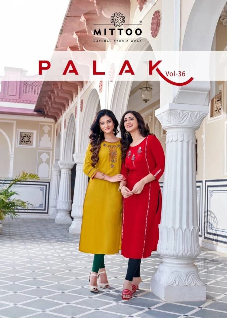 Mittoo Palak Vol 36 Heavy Rayon Embroidery Kurtis