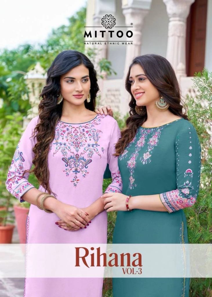 Mittoo Rihana Vol 3 Rayon Handwork Casual Wear Kurti Collection 