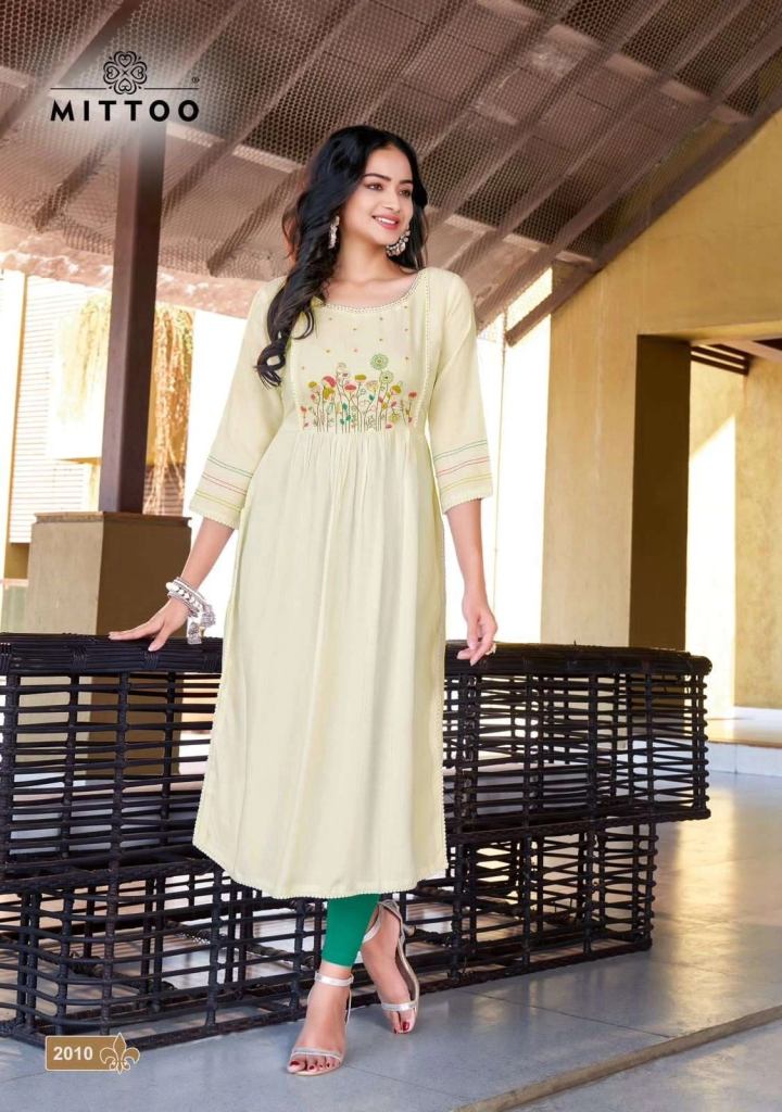 Mittoo Swagat Vol 2 Rayon Handwork Regular Kurti Collection 