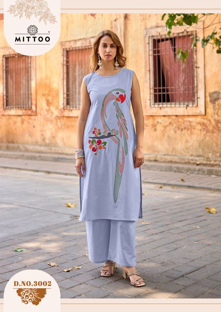 Mittoo Udaan Thread Work Kurti With Bottom