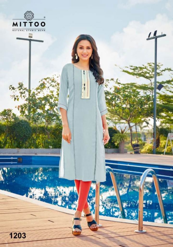 Mittoo presents Palak vol 22 Straight Cut Kurtis Collection,this catalog  fabric is rayon .