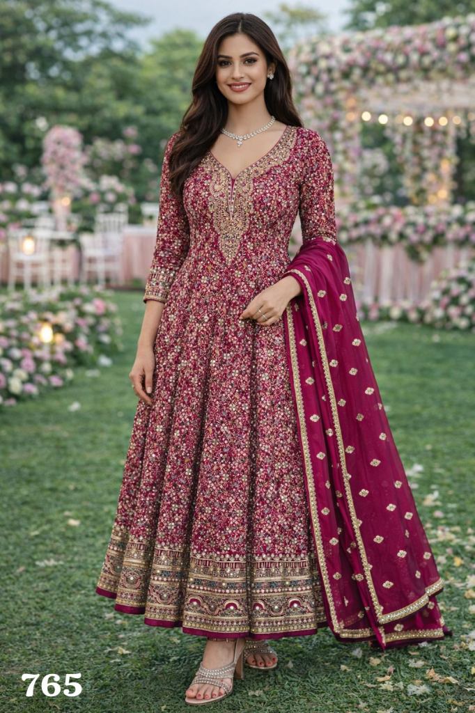 Mrudangi Fiza Embroidered Gown And Dupatta