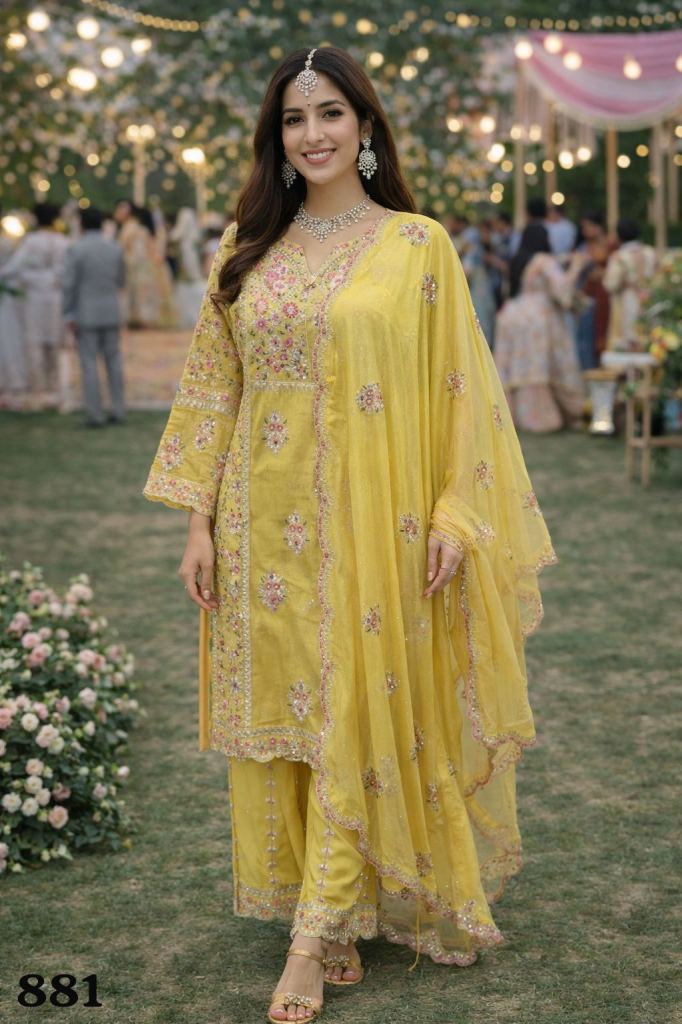 Mrudangi Ridhima Embroidered Kurti Plazzo And Dupatta