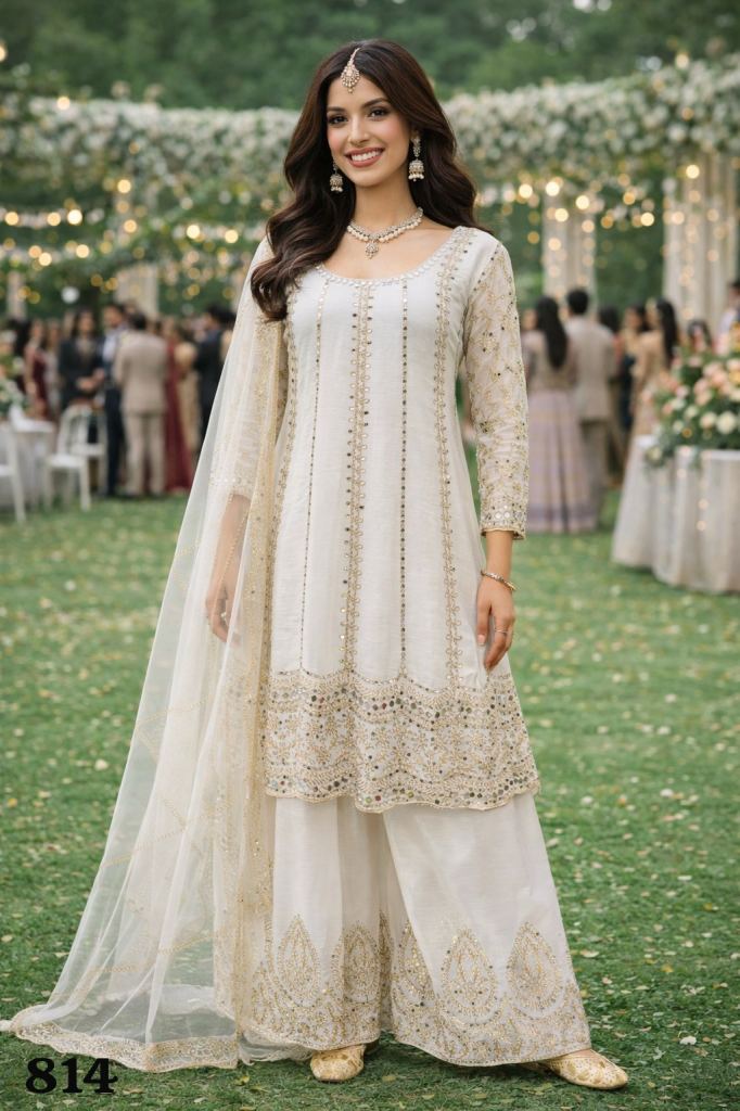 Mrudangi Ruby Embroidered Top With Bottom Dupatta