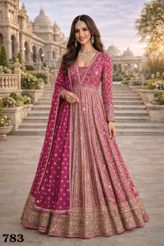 Mrudangi Womeniya Embroidered Gown With Dupatta