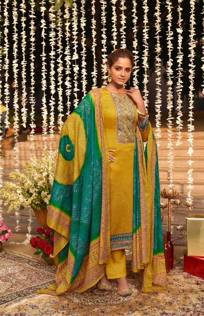 Mumtaz Arts presents  Jash E Bandhani  Designer Dress Material 