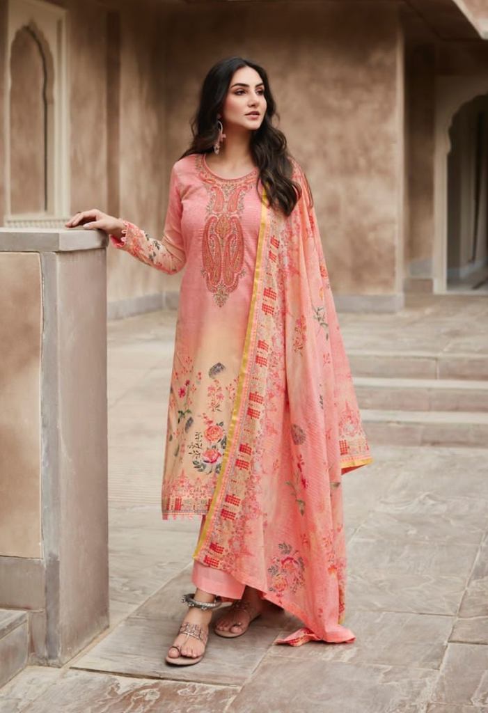 Mumtaz Arts Maayera Lawn Cotton Embroidery Festive Wear Dress Material