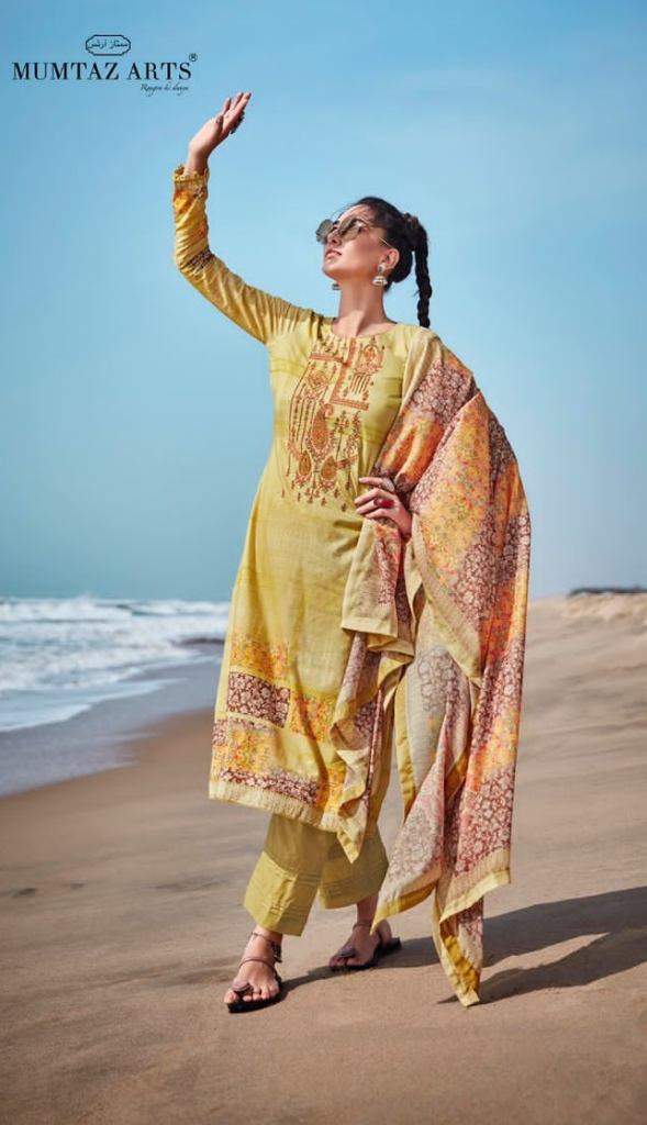 Mumtaz  Arts  Samah Lawn Cotton Embroidery Dress Material