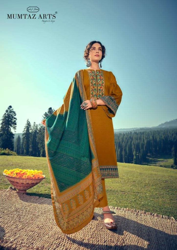 Mumtaz Arts Shahtoosh Pure Pashmina Print With Embroidery Dress Material Catalog 