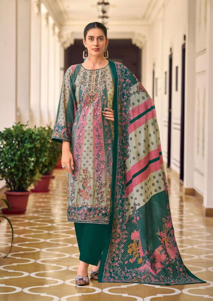 Mumtaz Lilly Petals Print Foil Dress Material